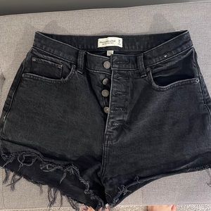 Abercrombie curve love black denim shorts